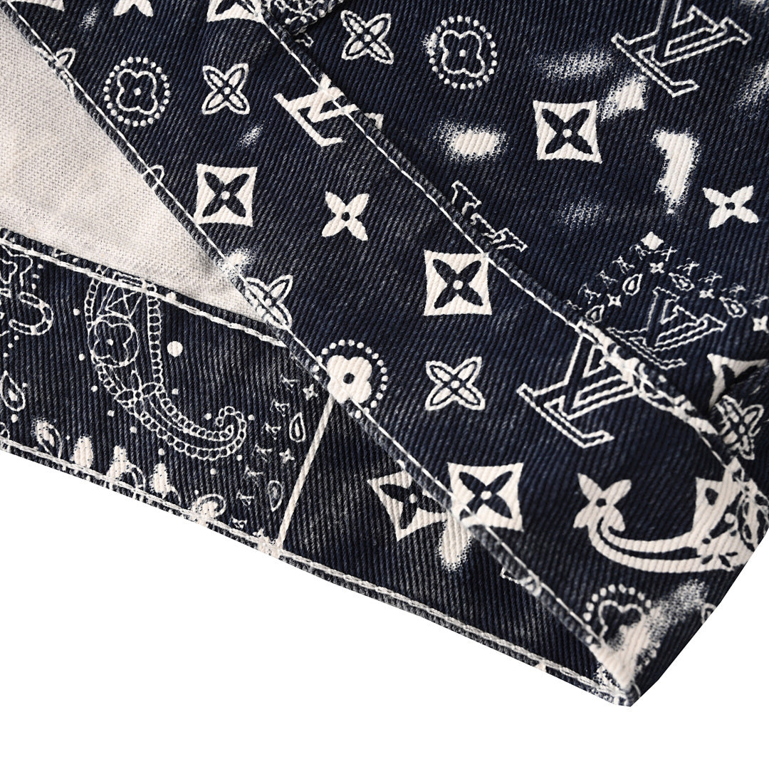 Louis Vuitton Monogram Bandana Bleached Denim Trucker Jacket