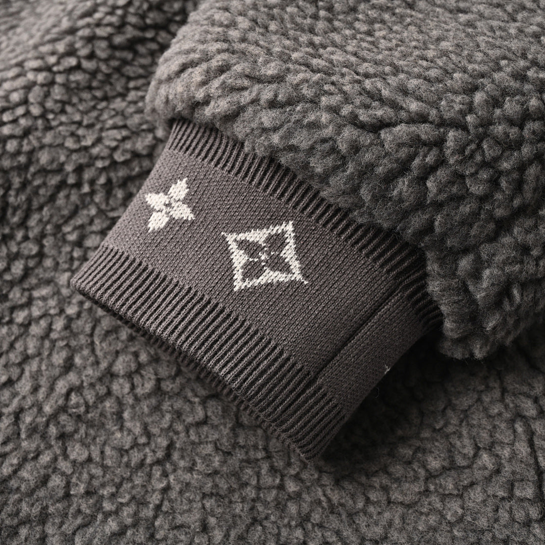 Louis Vuitton Monogram Trim Teddy Fleece Zip Jacket