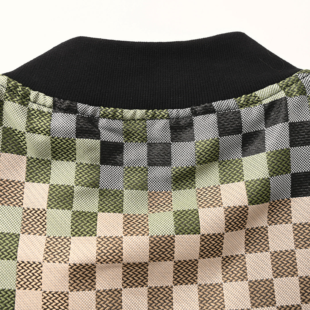 Louis Vuitton Damier Multi-Tone Leather-Trim Bomber Jacket