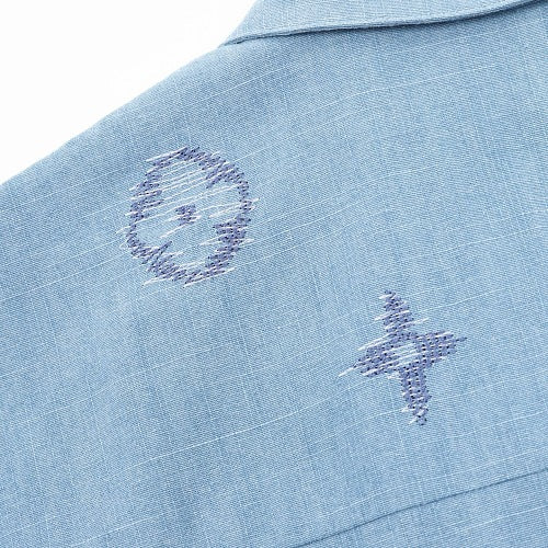 Louis Vuitton Embroidered Chambray Camp-Collar Shirt