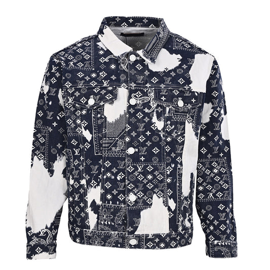 Louis Vuitton Monogram Bandana Bleached Denim Trucker Jacket