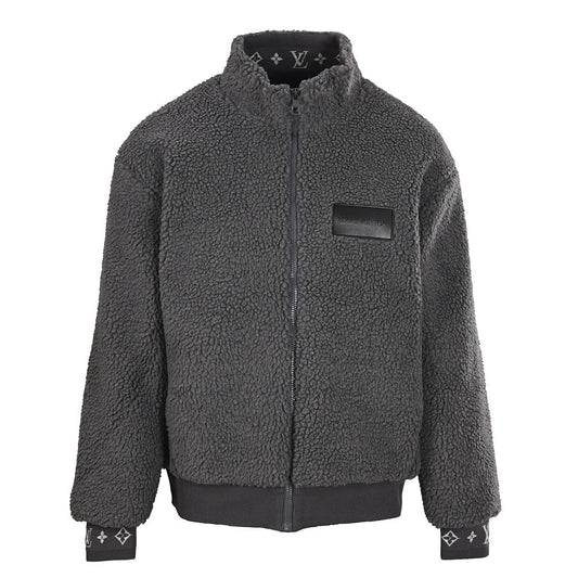Louis Vuitton Monogram Trim Teddy Fleece Zip Jacket