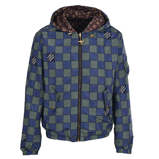 Louis Vuitton Damier Cobalt Reversible Hooded Windbreaker