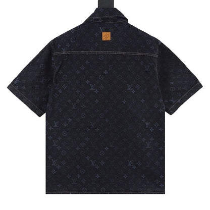 Louis Vuitton LV Monogram Denim Short-Sleeve Shirt