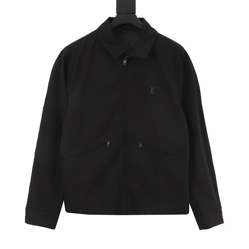 Louis Vuitton Metal Logo Leather-Sleeve Workwear Jacket