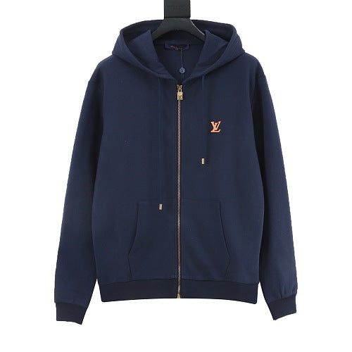 Louis Vuitton Leather Badge Zip-Up Hoodie