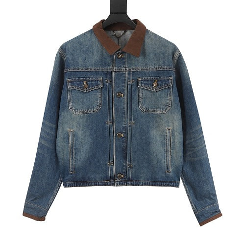 Louis Vuitton Leather-Trim Denim Jacket