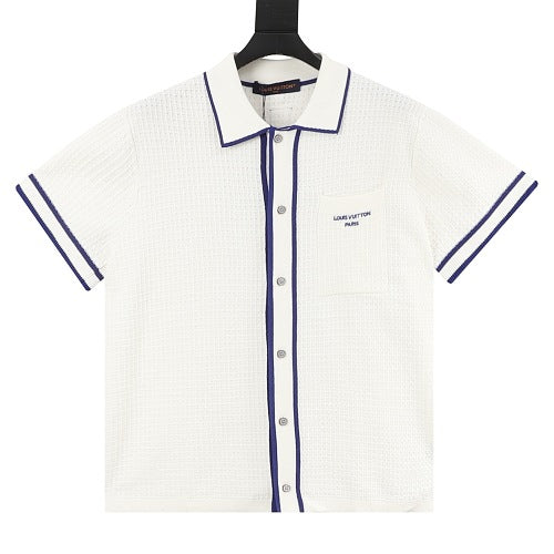 Louis Vuitton Waffle-Knit Embroidered Short-Sleeve Shirt