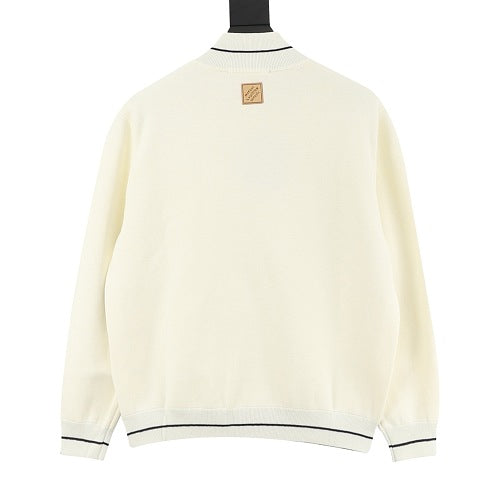 Louis Vuitton Grey & White Embroidered Mixed-Knit Track Jacket