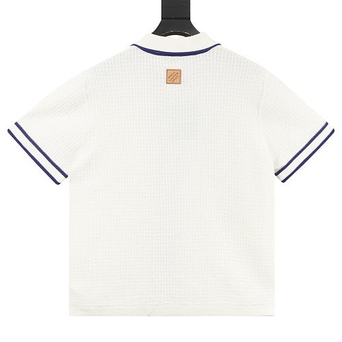 Louis Vuitton Waffle-Knit Embroidered Short-Sleeve Shirt