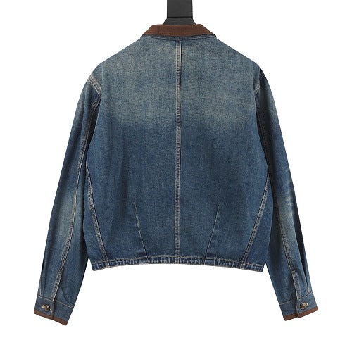 Louis Vuitton Leather-Trim Denim Jacket