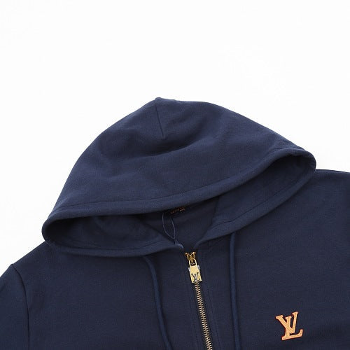 Louis Vuitton Leather Badge Zip-Up Hoodie
