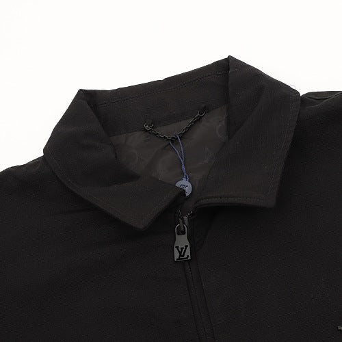 Louis Vuitton Metal Logo Leather-Sleeve Workwear Jacket
