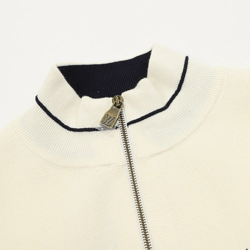 Louis Vuitton Grey & White Embroidered Mixed-Knit Track Jacket