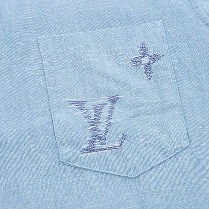 Louis Vuitton Front & Back Embroidered Chambray Short-Sleeve Shirt