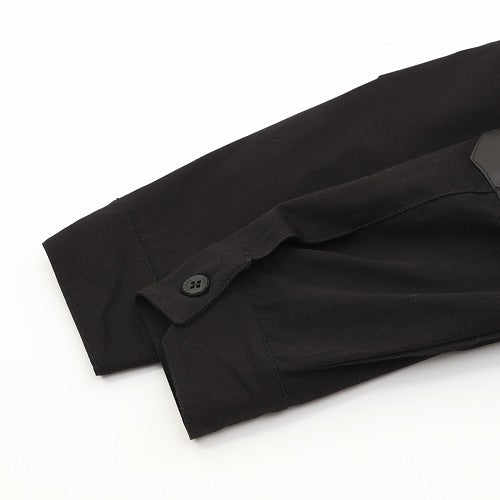 Louis Vuitton Metal Logo Leather-Sleeve Workwear Jacket