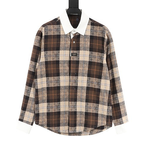 Louis Vuitton Contrast Collar Flannel Long-Sleeve Shirt