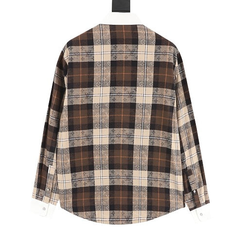 Louis Vuitton Contrast Collar Flannel Long-Sleeve Shirt