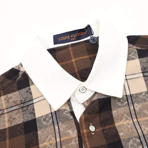 Louis Vuitton Contrast Collar Flannel Long-Sleeve Shirt