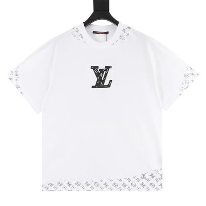 Louis Vuitton Leather Badge LV Logo Embroidered Short-Sleeve T-Shirt