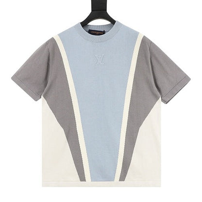 Louis Vuitton SS26 Embossed Logo Contrast Colorblock Knit T-Shirt