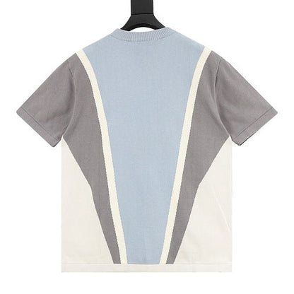 Louis Vuitton SS26 Embossed Logo Contrast Colorblock Knit T-Shirt