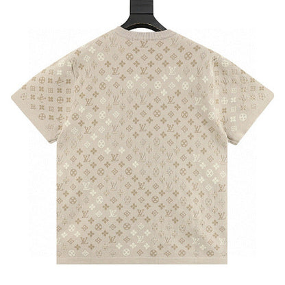 Louis Vuitton Allover Tonal Jacquard Knit Short Sleeve T-Shirt