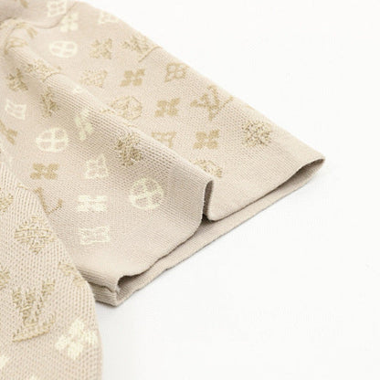 Louis Vuitton Allover Tonal Jacquard Knit Short Sleeve T-Shirt