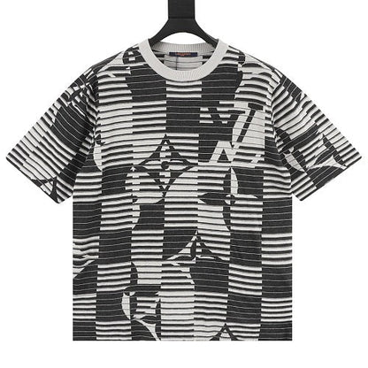 Louis Vuitton 26SS All-Over Stripe LV Monogram Jacquard Knit Short-Sleeve T-Shirt