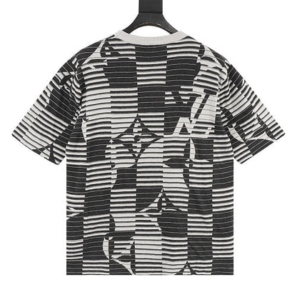 Louis Vuitton 26SS All-Over Stripe LV Monogram Jacquard Knit Short-Sleeve T-Shirt