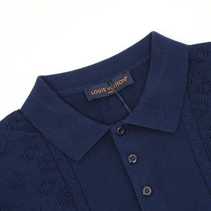 Louis Vuitton 26SS Openwork Monogram Jacquard Knit Polo Shirt