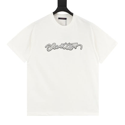 Louis Vuitton SS26 Handwritten LV Rhinestone Signature T-Shirt