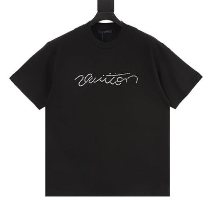 Louis Vuitton SS26 Handwritten LV Rhinestone Signature T-Shirt