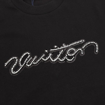 Louis Vuitton SS26 Handwritten LV Rhinestone Signature T-Shirt