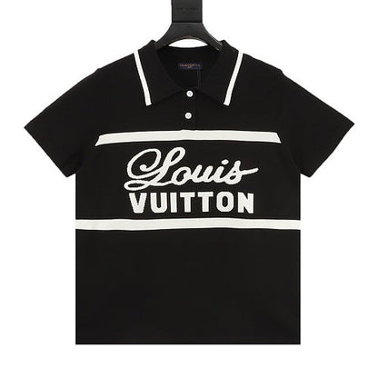 Louis Vuitton Striped Signature Jacquard Knit Polo Shirt