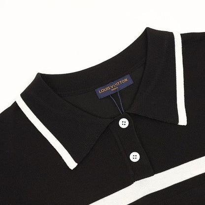 Louis Vuitton Striped Signature Jacquard Knit Polo Shirt