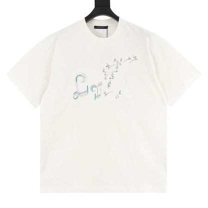 Louis Vuitton Gradient Embroidered Sailboat & Bird T-Shirt