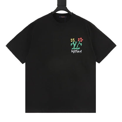 Louis Vuitton Graffiti Floral Print Short Sleeve T-Shirt
