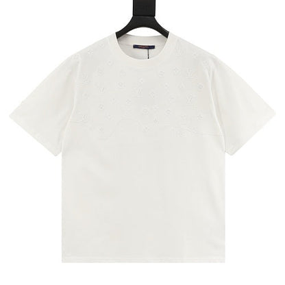 Louis Vuitton SS26 Tonal Monogram Jacquard & LV Logo Embroidered T-Shirt