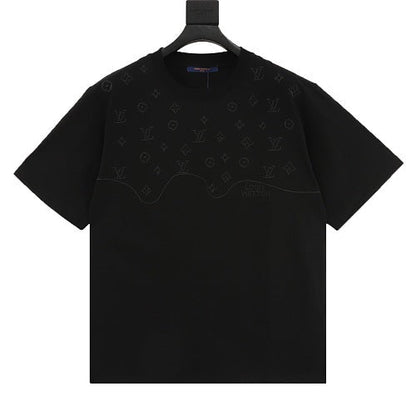 Louis Vuitton SS26 Tonal Monogram Jacquard & LV Logo Embroidered T-Shirt