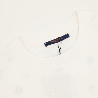 Louis Vuitton SS26 Tonal Monogram Jacquard & LV Logo Embroidered T-Shirt